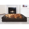 FurHaven Faux Fleece & Chenille Soft Woven Orthopedic Sofa Dog & Cat Bed, Coffee, Jumbo Plus