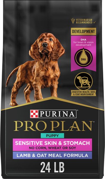 Purina Pro Plan Puppy Sensitive Skin & Stomach Lamb & Oatmeal Dry Dog Food, 24-lb bag slide 1 of 10
