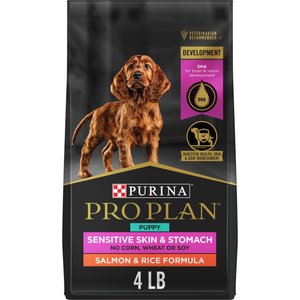 Purina Pro Plan Puppy Sensitive Skin & Stomach Salmon & Rice Dry Dog Food, 4-lb bag