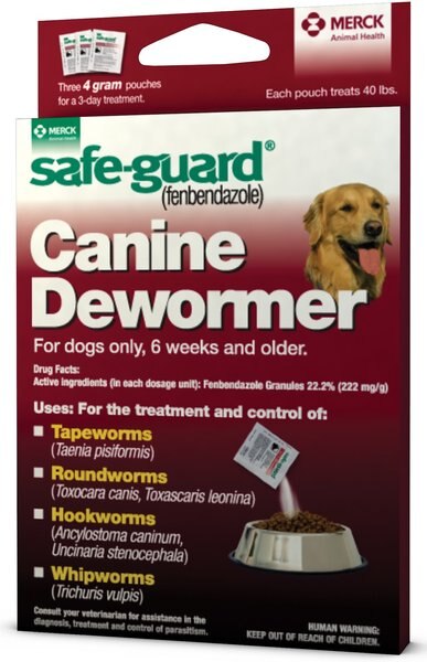 Safe-Guard Dewormer for Hookworms, Roundworms, Tapeworms & Whipworms for Large Breed Dogs, 3 day treatment