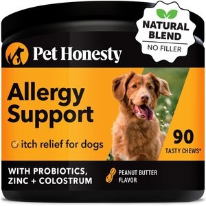 PetHonesty AllergySupport Peanut Butter Flavored Soft Chews Allergy & Immune Supplement for Dogs, 90 count