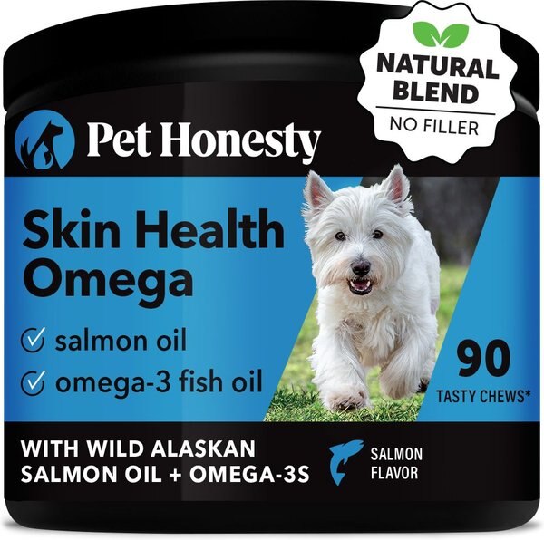 PetHonesty Omega Skin Health Salmon Flavored Soft Chews Skin & Coat Supplement for Dogs, 90 count slide 1 of 7