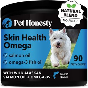 PetHonesty Omega Skin Health Salmon Flavored Soft Chews Skin & Coat Supplement for Dogs, 90 count