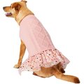 Frisco Cable Knit Dog & Cat Sweater Dress,  Pink, Small