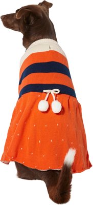 Frisco Pom Pom Bow Striped Dog & Cat Sweater Dress, slide 1 of 1