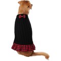 Frisco Plaid Cable Knit Dog & Cat Sweater Dress, Red Plaid, Small