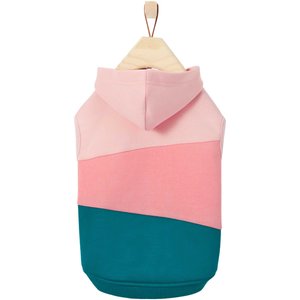 Frisco Colorblock Dog & Cat Sleeveless Hoodie, Pink/Teal, Large