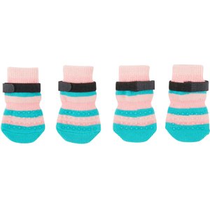 Frisco Colorblock Dog Socks, Pink/Teal, Size 4
