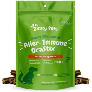 Zesty Paws Hemp Elements Aller-Immune OraStix Peppermint Flavor Dog Dental Chews, 12 count
