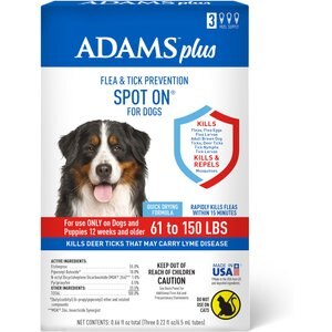 Adams Flea & Tick Spot Treatment for Dogs, 61-150 lbs, 3 Doses (3-mos. supply)