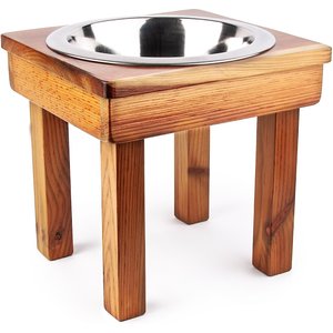 Ozarks Fehr Trade Originals Elevated Single Dog & Cat Bowl, Natural, 12-cup, 12-in tall