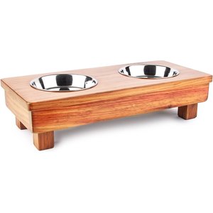 Ozarks Fehr Trade Originals Elevated Double Dog & Cat Bowl, Forest Trail, 2.4-cup, 5-in Tall
