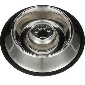 Neater Pets Non-Skid Non-Tip Stainless Steel Slow Feeder Dog Bowl, 2-cup