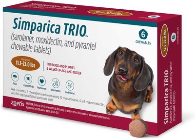 Simparica Trio Chewable Tablet for Dogs, 11.1-22.0 lbs, (Caramel Box), slide 1 of 1