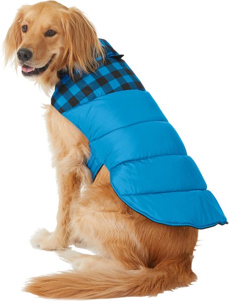 Frisco Boulder Plaid Insulated Dog & Cat Puffer Coat, Blue, XXX-Large slide 1 of 7