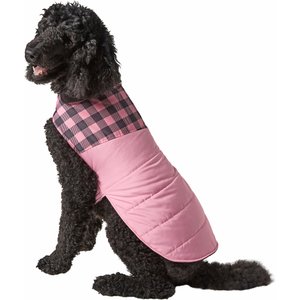 Frisco Boulder Plaid Insulated Dog & Cat Puffer Coat, Pink, XXX-Large