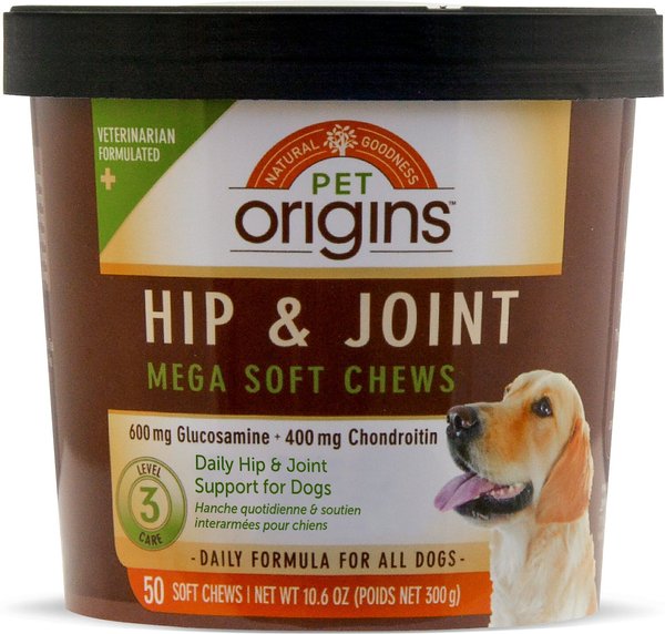 Pet Origins Hip & Joint Support Level 3 Mega Soft Chew Dog Supplement, 50 count slide 1 of 5
