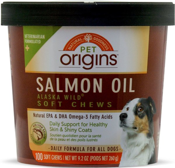 Pet Origins Salmon Oil Alaska Wild Soft Chew Dog Supplement, 100 count slide 1 of 5