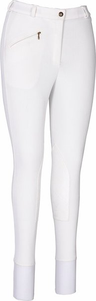 TuffRider Ladies Ribb Knee Patch Breeches, White, 24 slide 1 of 2