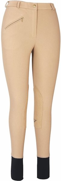 TuffRider Ladies Ribb Knee Patch Breeches, Taupe, 32 slide 1 of 2