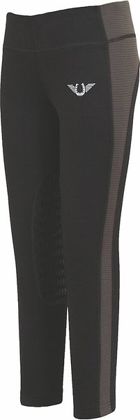 TuffRider Ventilated Schooling Children's Riding Tights, Black & Charcoal, Large slide 1 of 2