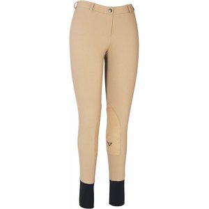 TuffRider Ladies Ribb Lowrise Pull-On Knee Patch Breeches, Taupe, 30