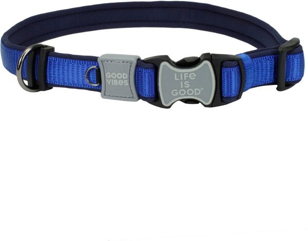 LIFE IS GOOD Padded Polyester Dog Collar, Blue, 12 to 18-in neck, 5/8-in wide slide 1 of 6