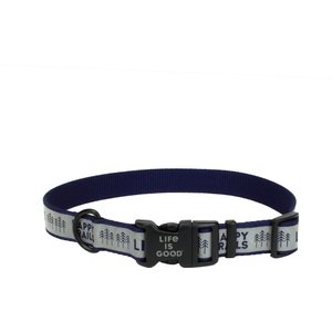 LIFE IS GOOD Polyester Reflective Dog Collar, Happy Trails, 8 to 12-in neck, 5/8-in wide