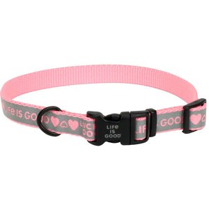 LIFE IS GOOD Polyester Reflective Dog Collar, Lucky Dog, 8 to 12-in neck, 5/8-in wide