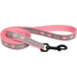 LIFE IS GOOD Polyester Reflective Dog Leash, Lucky Dog, 6-ft long, 5/8-in wide