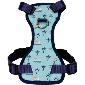 LIFE IS GOOD Canvas Overlay Good Vibes Polyester Dual Clip Dog Harness, Blue, 16 to 24-in chest
