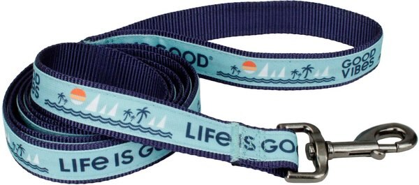 LIFE IS GOOD Canvas Overlay Good Vibes Dog Leash, Blue, 6-ft long, 5/8-in wide slide 1 of 7