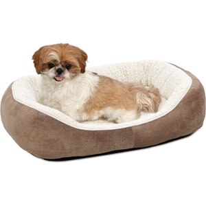 MidWest Overstuffed Micro-Terry Cuddle Dog & Cat Bed, Taupe, Medium