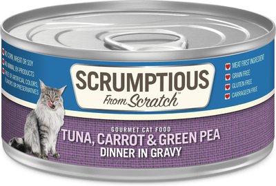 Scrumptious From Scratch Tuna Dinner In Gravy with Carrots & Green Peas Canned Cat Food, 2.8-oz, case of 12, slide 1 of 1
