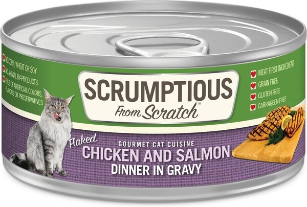 Scrumptious From Scratch Chicken & Salmon Dinner In Gravy Canned Cat Food, 2.8-oz, case of 12 slide 1 of 6