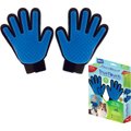 True Touch Five Finger Pet Deshedding & Hair Removal Glove, Blue