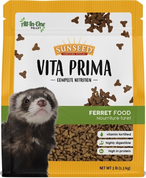 Sunseed Vita Vitamin-Fortified With Essential Nutrients Prima Dry Ferret Food, 3-lb bag slide 1 of 4