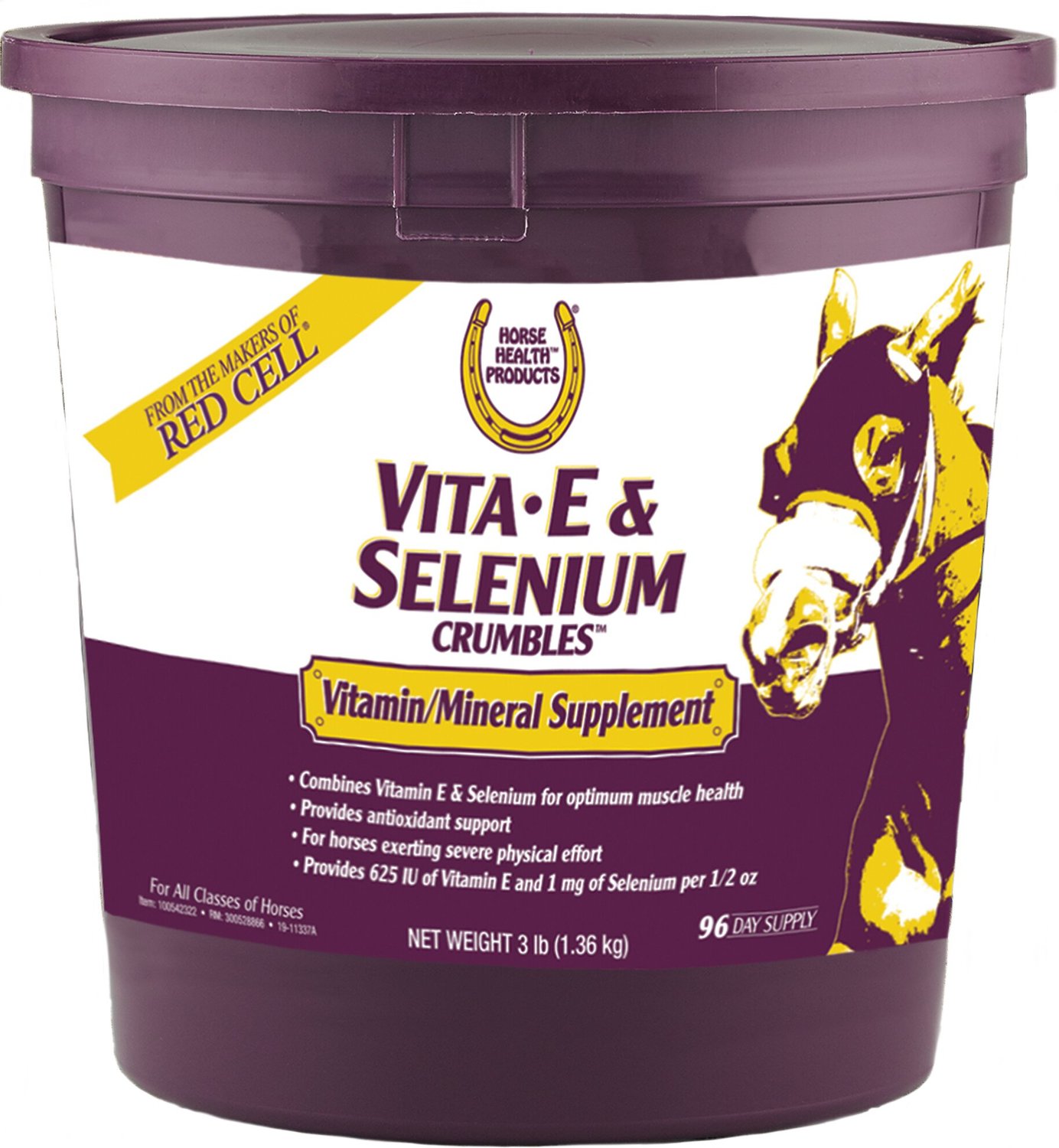Horse Health Products Vita E Selenium Crumbles Horse Supplement 3 Lb Bucket Chewy Com