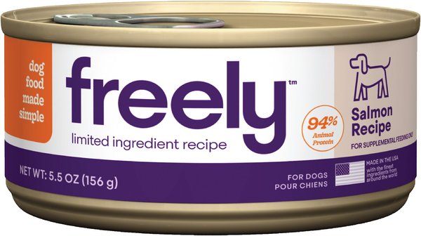 Freely Salmon Recipe Limited Ingredient Grain-Free Wet Supplement Dog Food Topper, 5.5-oz can, 12 count slide 1 of 7