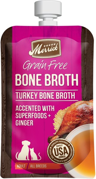 Merrick Turkey Bone Broth Grain-Free Wet Dog Food Topper, 7-oz pouch slide 1 of 9