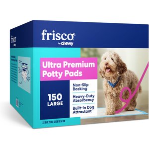 Frisco Non-Skid Ultra Premium Dog Training & Potty Pads, 22 x 23-in, 150 count, Unscented