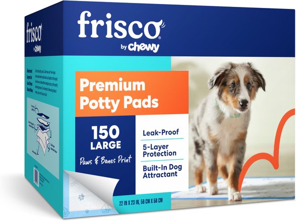 Frisco Large Printed Dog Training & Potty Pads, 22 x 23-in, 150 Count, Unscented, Paws & Bones slide 1 of 6