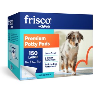 Frisco Large Printed Dog Training & Potty Pads, 22 x 23-in, 150 Count, Unscented, Paws & Bones