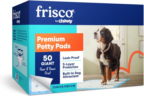 Frisco Giant Printed Dog Training & Potty Pads, 27.5 x 44-in, 50 count, Unscented, Paws & Bones slide 1 of 6