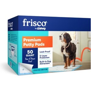 Frisco Giant Printed Dog Training & Potty Pads, 27.5 x 44-in, 50 count, Unscented, Paws & Bones