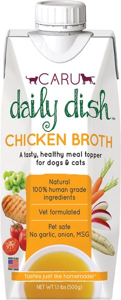 Caru Daily Dish Chicken Broth Human-Grade Dog & Cat Wet Food Topper, 1.1-lb bottle slide 1 of 1