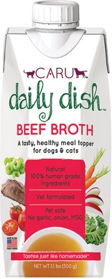 Caru Daily Dish Beef Broth Human-Grade Dog & Cat Wet Food Topper, 1.1-lb bottle, slide 1 of 1