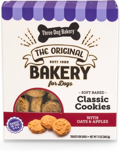 Three Dog Bakery Classic Cookies Apples & Oats Soft-Baked Dog Treats, 13-oz box slide 1 of 5