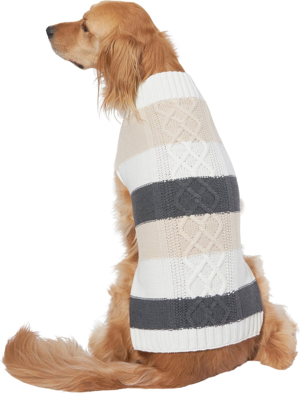 WAGATUDE Cable Knit Striped Dog Sweater 