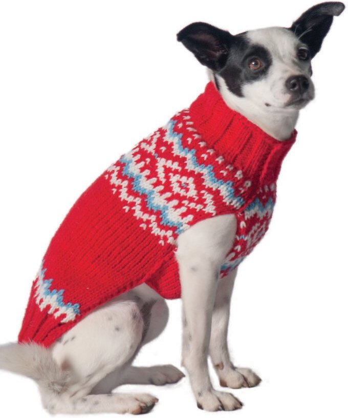 Chilly Dog Fairisle Sweater for Dogs X-Small Red